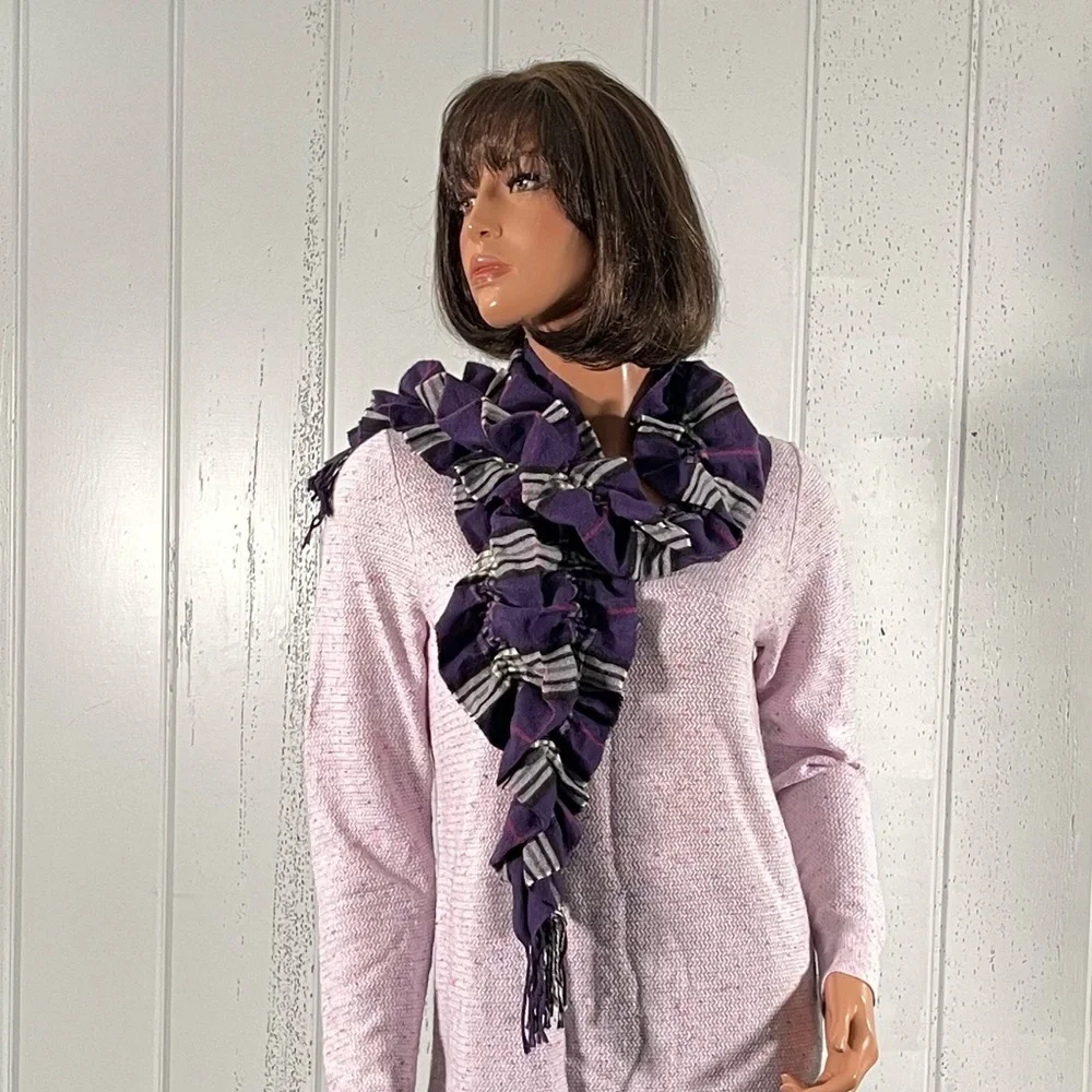 *Lord & Taylor Women's Purple Plaid Elastic Scarf